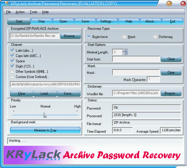 KRyLack Archive Password Recovery Crack With Activator