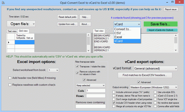 Opal-Convert Excel to vCard to Excel Crack & License Key