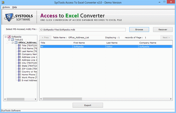 SysTools Access to Excel Converter Crack With Serial Key Latest 2022